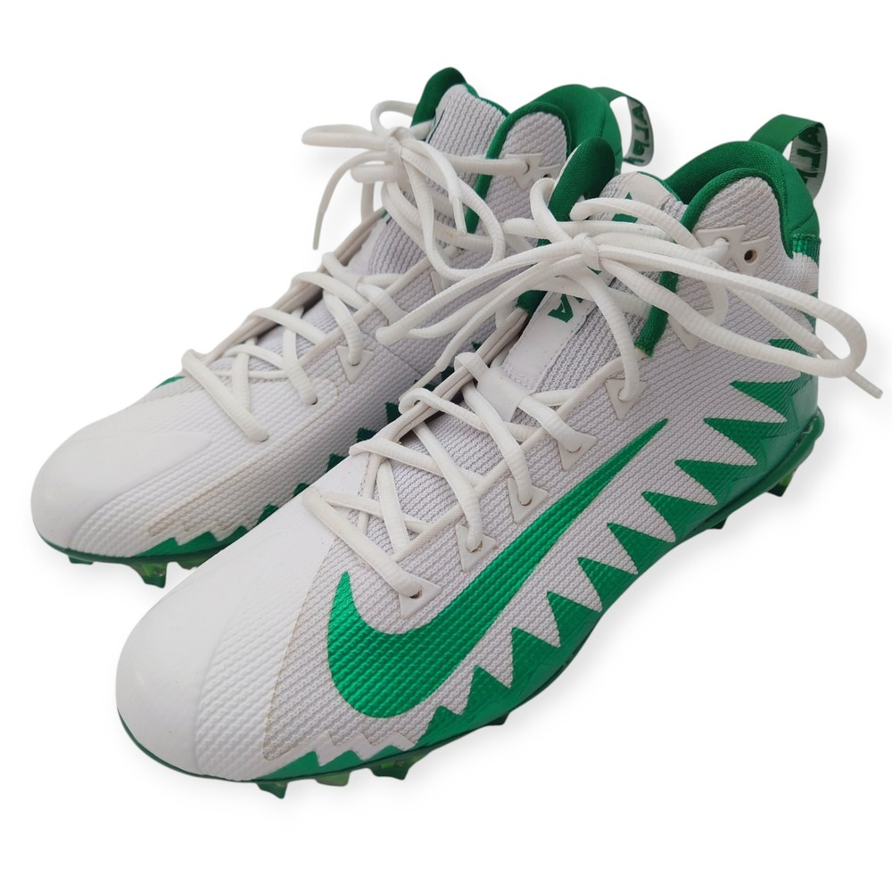 NIKE Alpha Menace Pro Mid Football Cleats Mens 10 White Green 871451-134